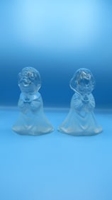 Vintage Viking Glass Angelic Children Bookends