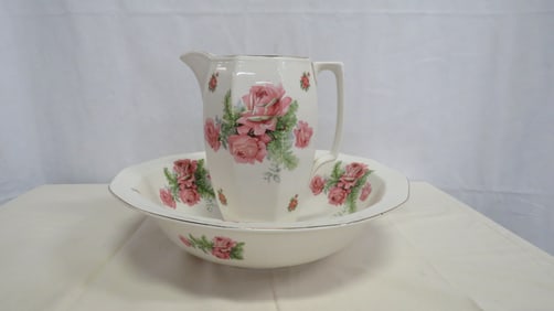 Antique Scotch Ivory Washbowl and Pitcher