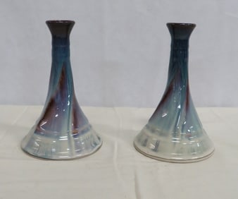 Pr Signed Studio Art Pottery Candle Holders