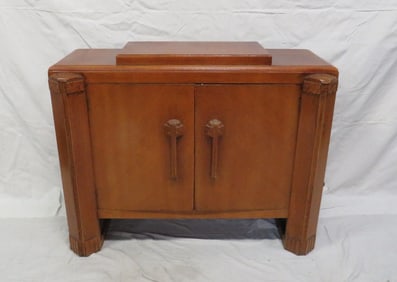 Antique English Oak Art Deco Bar