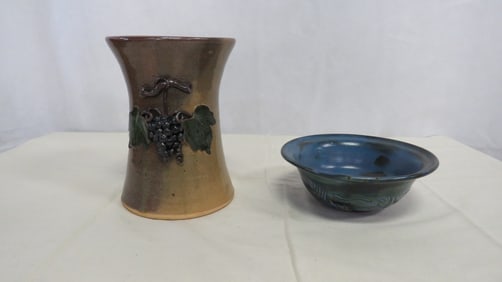 2 pcs Signed Studio Art Pottery
