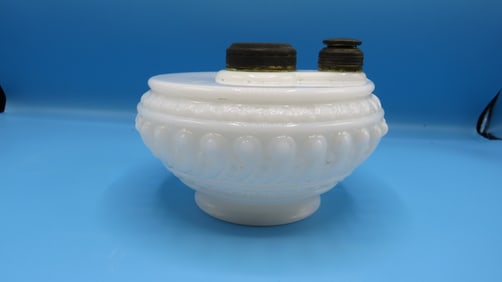 Antique Opaque Milk Glass Oil Lamp