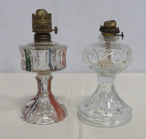 2 Antique Miniature Oil Courting Lamps