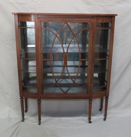 Antique Inlaid Sheraton China Cabinet
