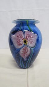 Robert Eickholt Pink Trillium Art Glass Vase