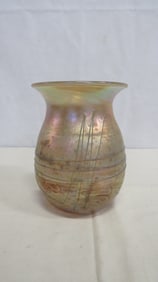 Vintage Iridescent Art Glass Vase Signed Roland
