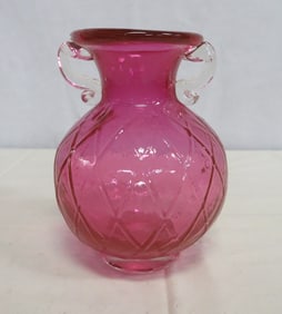 Cranberry Art Glass Vase