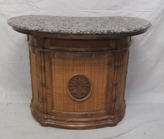Vintage Boho Faux Bamboo & Marble Top Bar