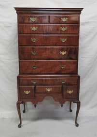 Vintage Bench Made Curly Maple Highboy Chest