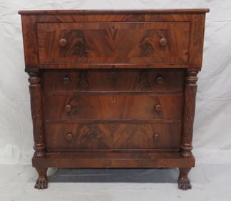 Mid 19th C. New England Empire Carved Chest