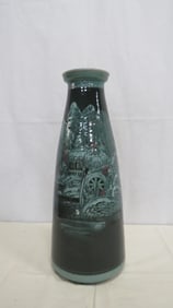 Vintage Large Korean Scenic Celadon Vase