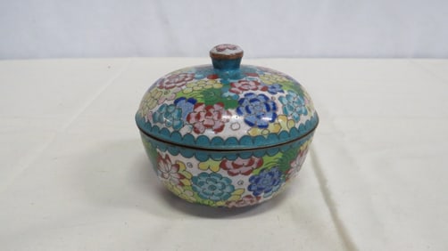 Antique Chinese Cloisenne Covered Bowl