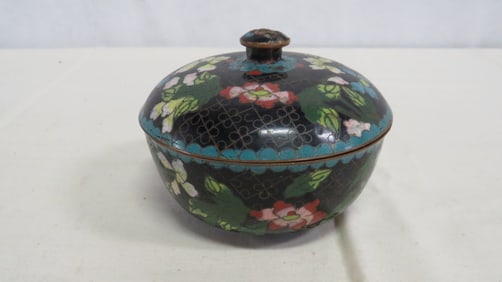 Antique Chinese Cloisenne Covered Bowl