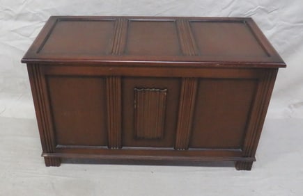 Vintage English Oak Linen Fold Blanket Box