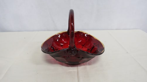 Fenton Amberina Colonial Pattern Basket