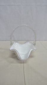 Vintage Fenton Silver Crest Ruffled Basket