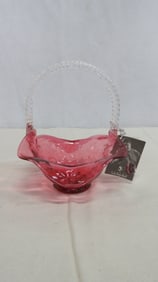 Fenton Cranberry Coin Dot Basket