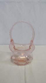 Fenton Pink Opalescent Ribbed Basket