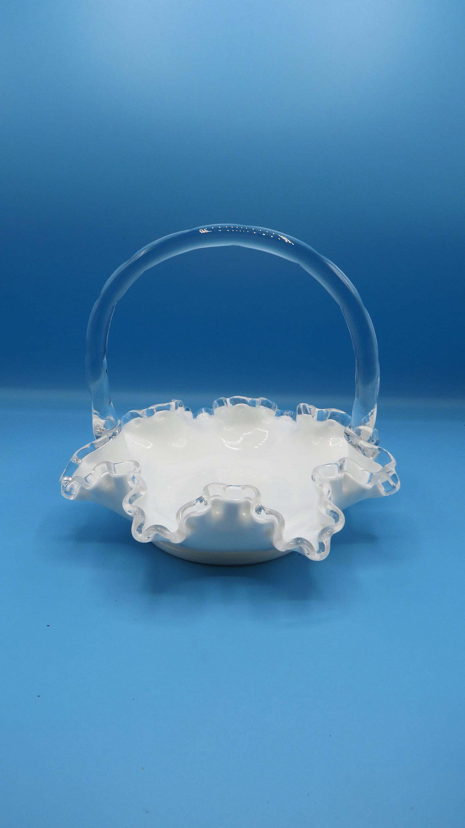 Vintage Fenton Silvercrest Basket: Vintage Fenton Silvercrest Basket in good condition. 7"H x 8"D