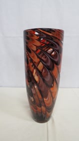 Vintage Art Glass 14" Feathered Vase