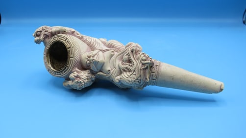 Vintage Molded Buddha, Serpent, & Foo Dogs Pipe