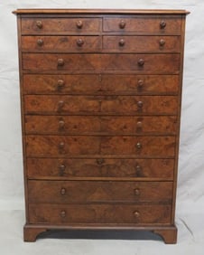 19th C. Robert Strahan & Co Burl Walnut Highboy