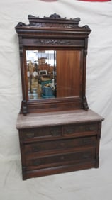 Antique Victorian Walnut Eastlake M/T Dresser