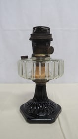 Antique Aladdin Corinthian Black & Clear Oil Lamp