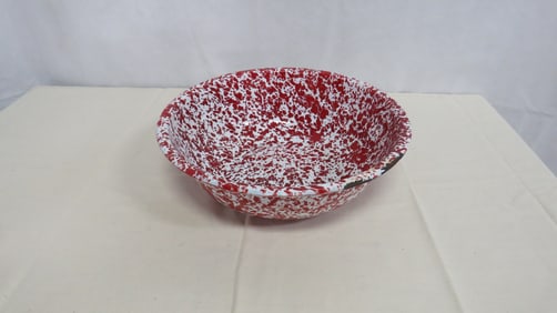 Vintage Red Speckled Graniteware Bowl