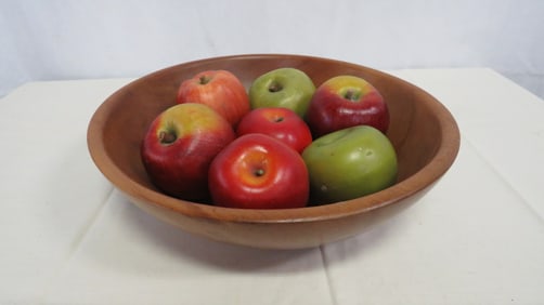 Vintage Wooden Bowl with Apples