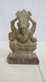 Vintage Carved Soapstone Ganesha Hindu Statue