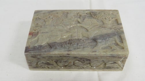 Vintage Carved Soapstone Trinket Box