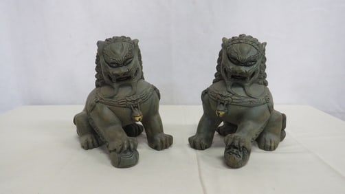 Pair Chinese Temple Guardian Foo Dogs
