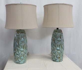 Pair of Modern Turquoise Glazed Table Lamps