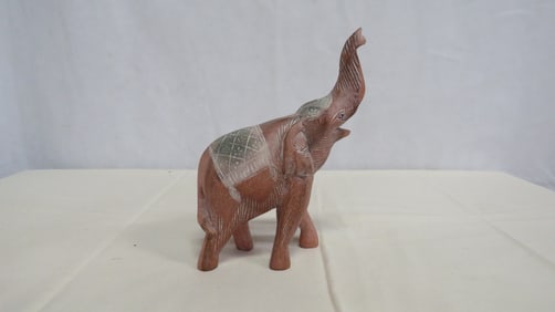 Vintage Carved Wooden Elephant Statue