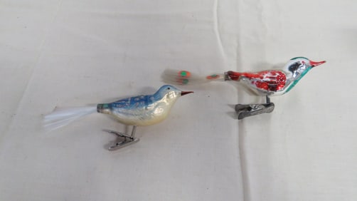 Vintage Clip-on Glass Bird Ornaments