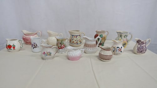 Collection of 14 Antique Miniature Cream Pitchers