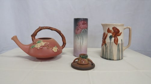 4 Pcs Roseville and Weller Pottery