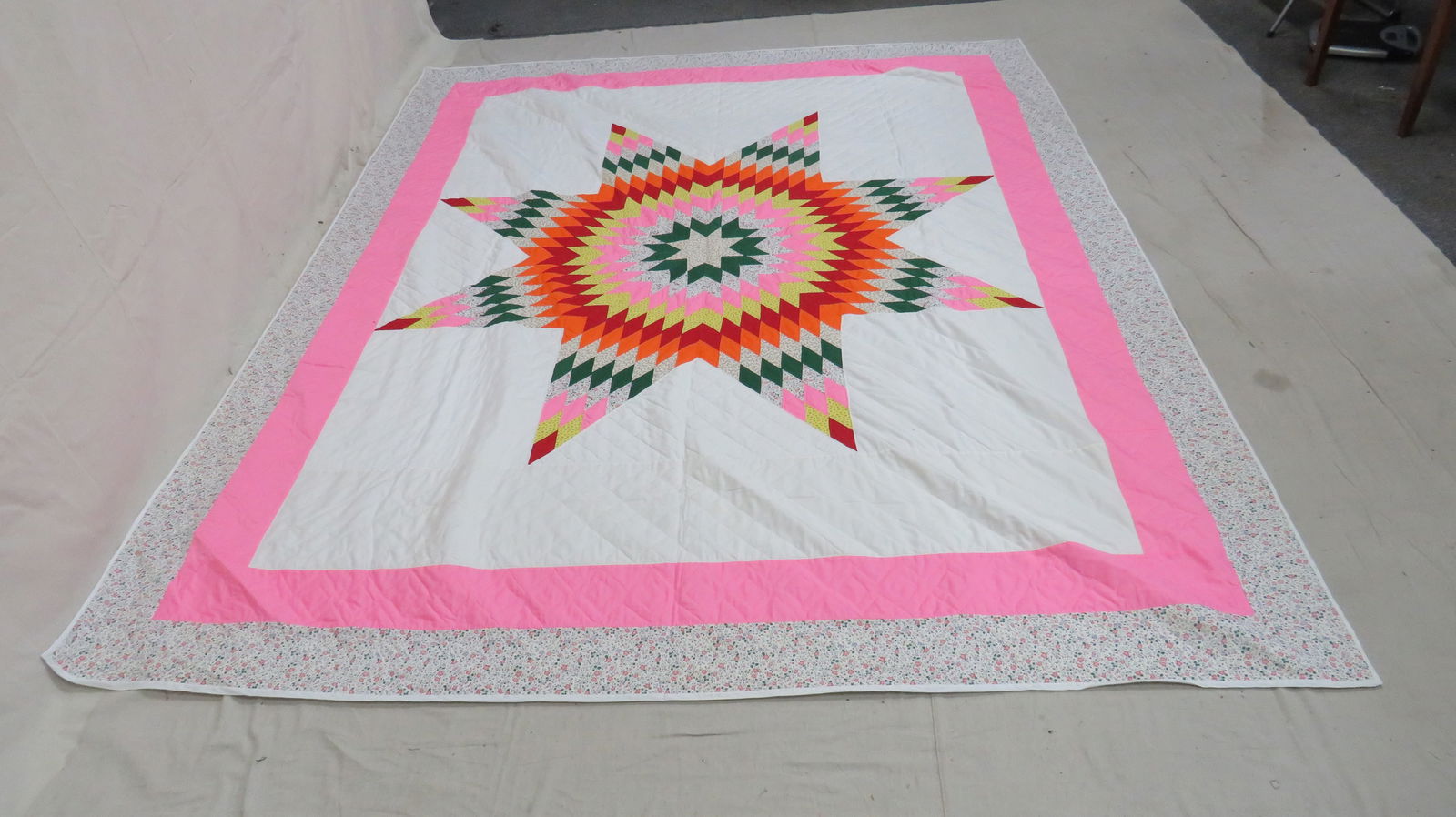 Vintage Handmade Lone Star Pattern Quilt (1 of 3)