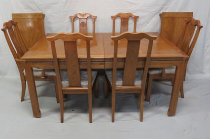 Vintage Chinoiserie Dining Table & Six Chairs