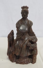 Chinese Soapstone Carving Woman with Child