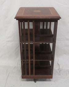 Vintage Sheraton Inlaid Revolving Bookcase