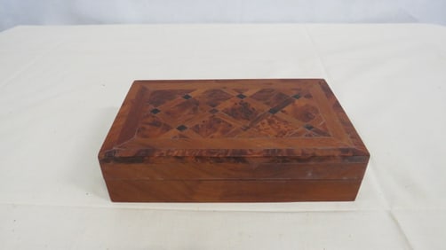 Vintage Italian Marquetry Inlaid Burlwood Box