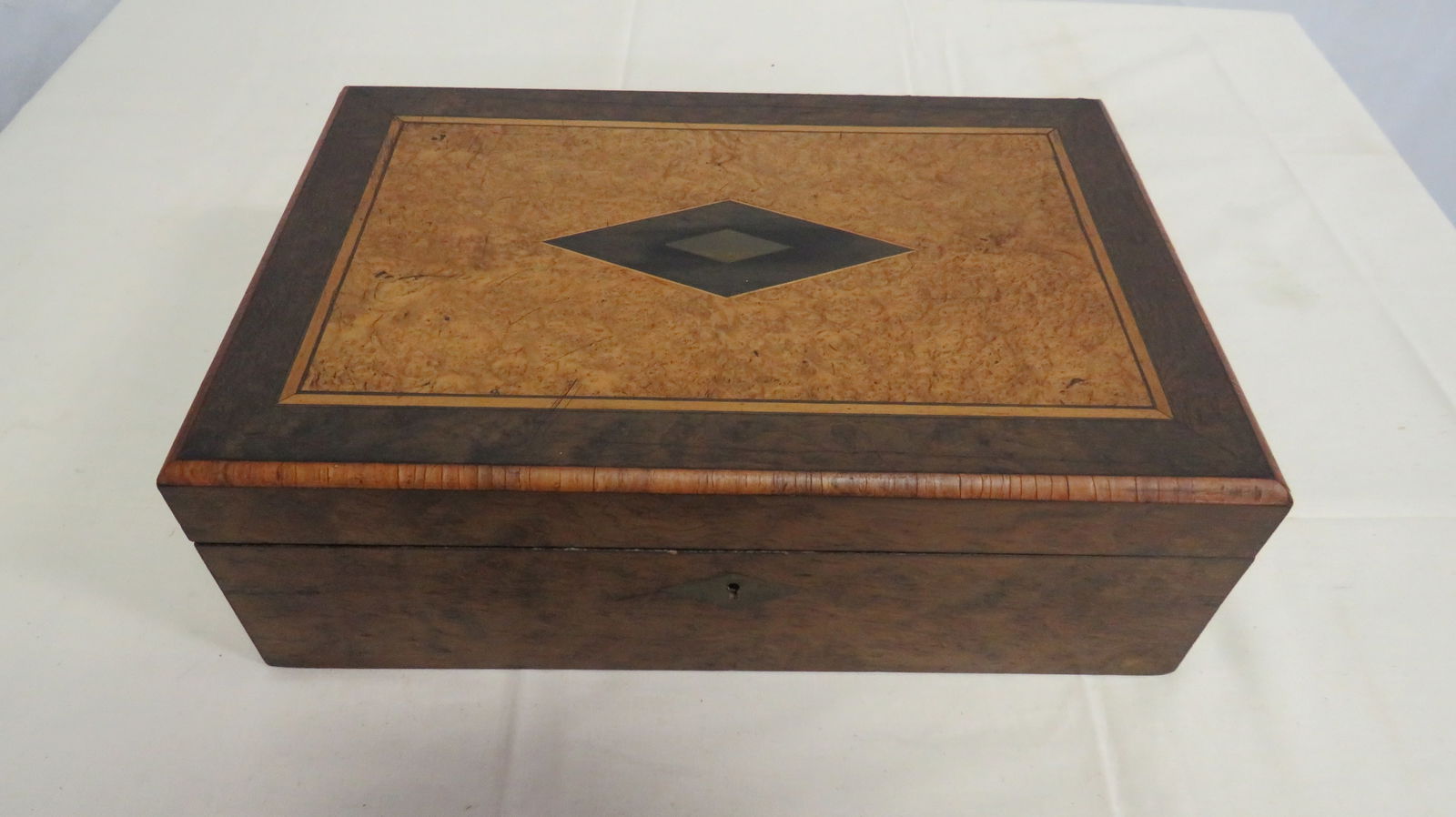 Antique Burl Walnut Inlaid Lap Desk (1 of 6)