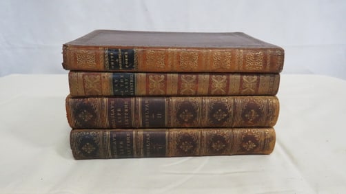 Group of Antique Leather Books 1810-1875