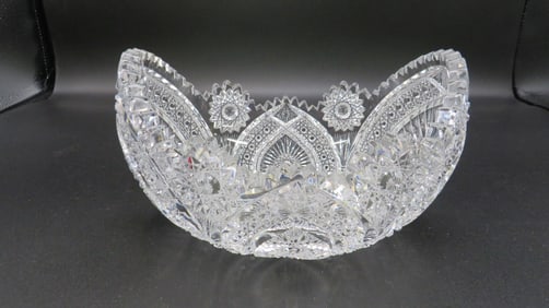 American Brilliant Cut Glass Oval Serving Bowl