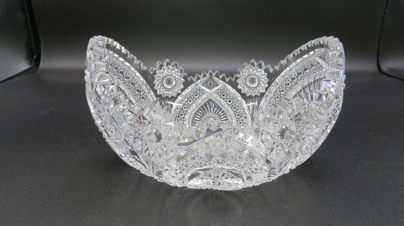 American Brilliant Cut Glass Oval Serving Bowl (1 of 4)