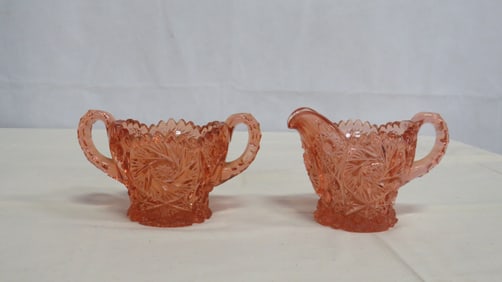 Pink Depression Imperial Glass Cream & Sugar Set