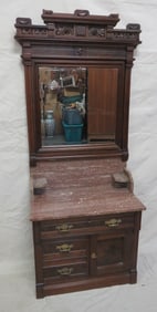 Antique Victorian Walnut Eastlake M/T Washstand