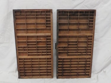 2 Antique Wooden Printer Trays